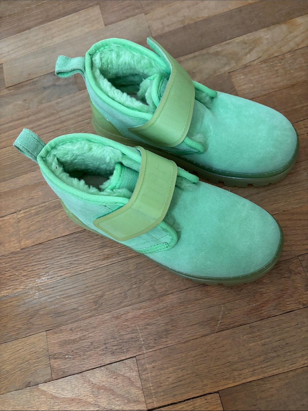 UGG Mint Green Suede Velcro Platform Sneaker